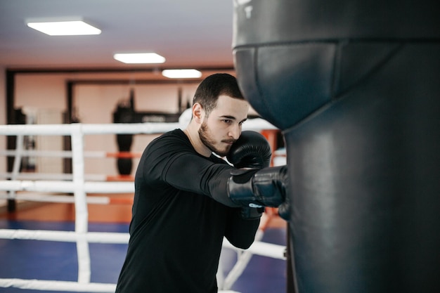 Free Photo boxers train in the ring and in the gym