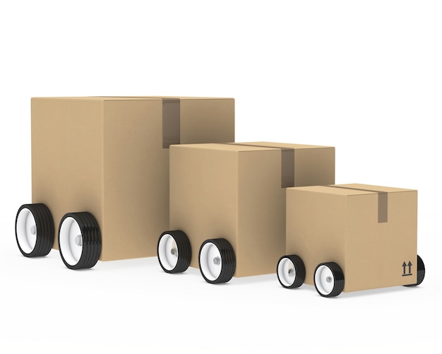 Boxes of different sizes with wheels