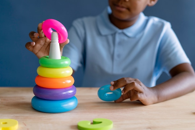 Boy doing a occupational therapy session