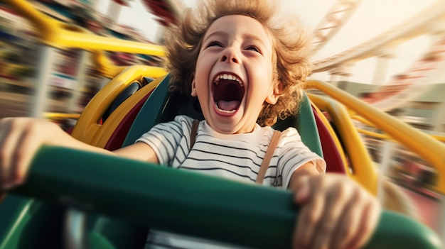 Free Photo boy enjoying time at carnival