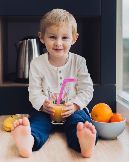 Boy having breakfast