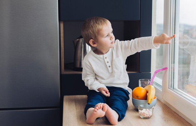 Boy having breakfast