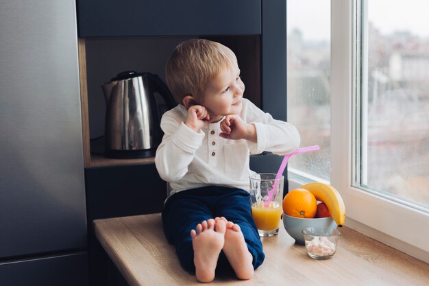 Boy having breakfast