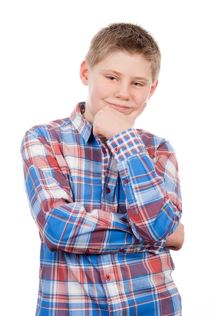 Boy isolated on a white space