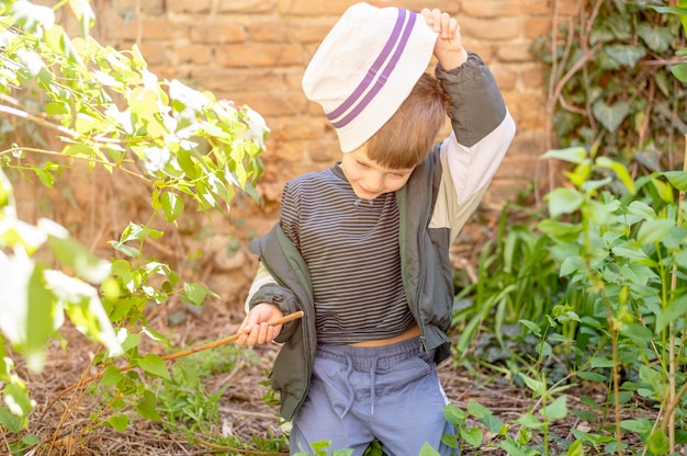 Boy with hat outdoor