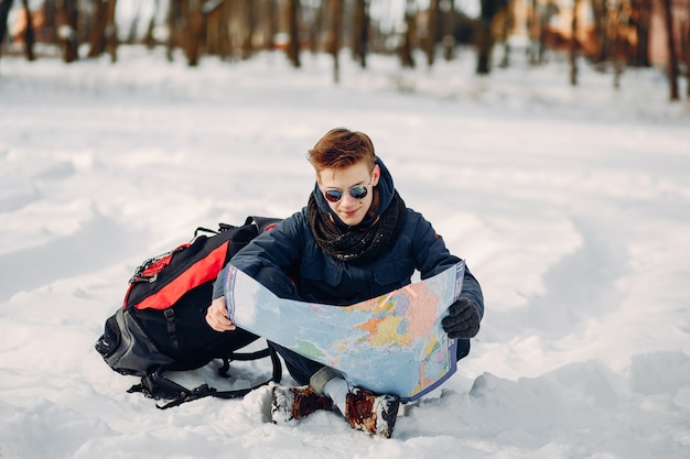 Free photo boy with map