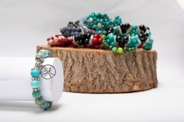 Bracelets with metallic ornaments and stones