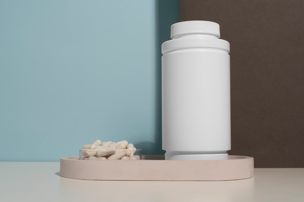 Free Photo brain booster pills container  still life