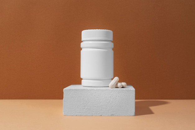 Free Photo brain booster pills container  still life