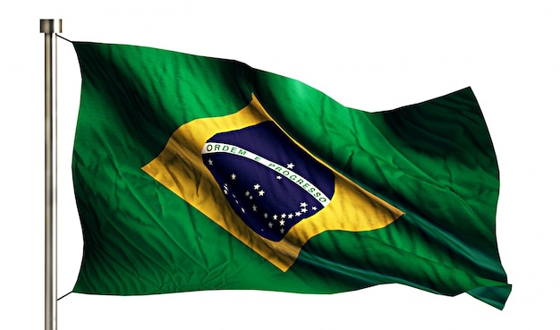 Free photo brazil national flag isolated 3d white background