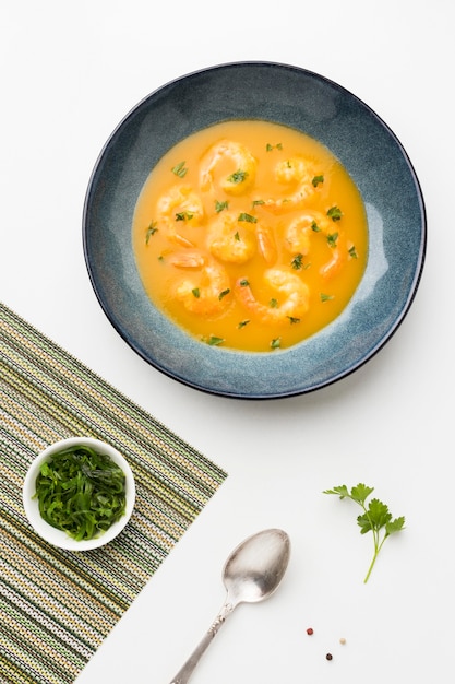 Free photo brazilian shrimp soup top view