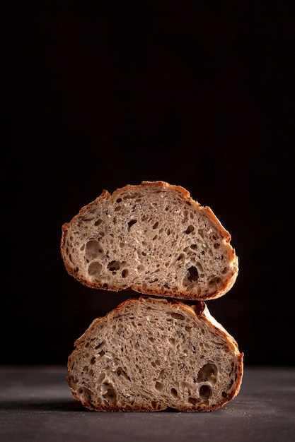 Free Photo bread arrangement with black background