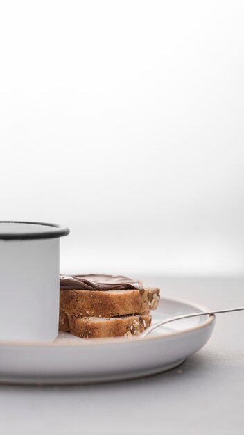 Bread slices with mug