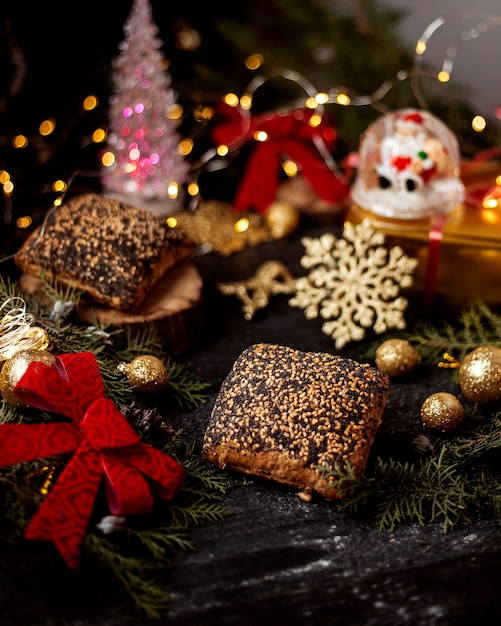 Bread topped with seeds and poppy