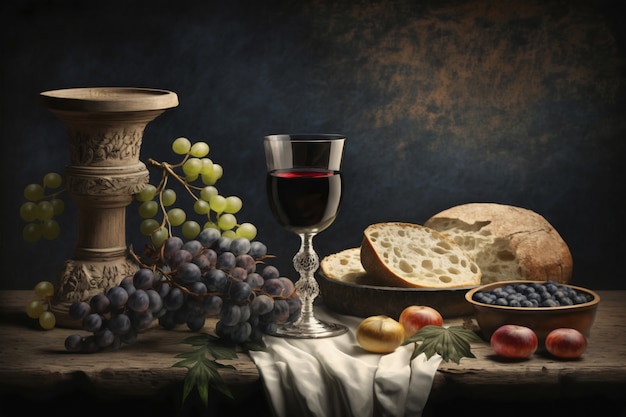 Free Photo bread and wine for religious ceremony