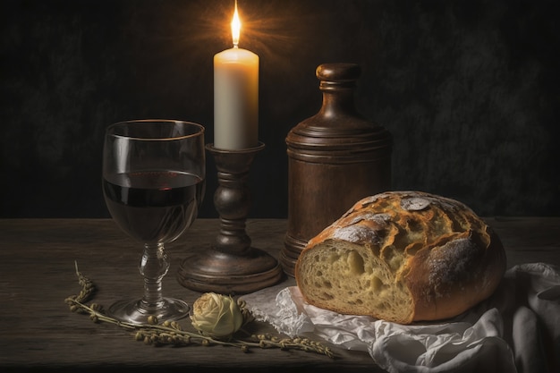 Free Photo bread and wine for religious ceremony