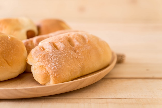 bread in wood plate