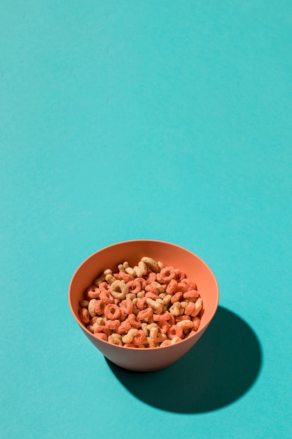 Breakfast on blue table