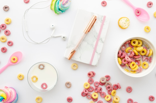 Breakfast and clipboard daily agenda