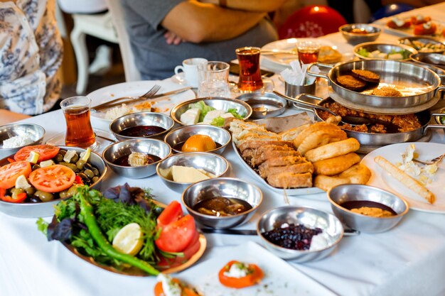 Breakfast set on the table