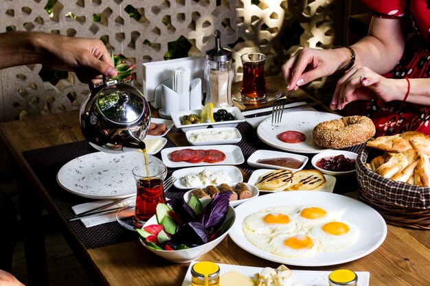 Breakfast set on the table