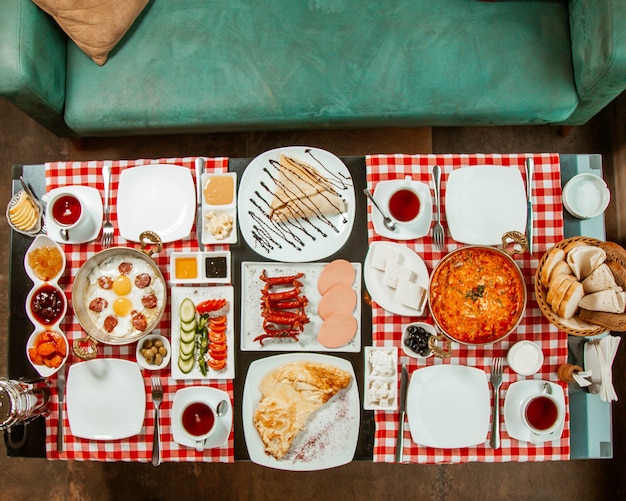 Free photo breakfast set with various food