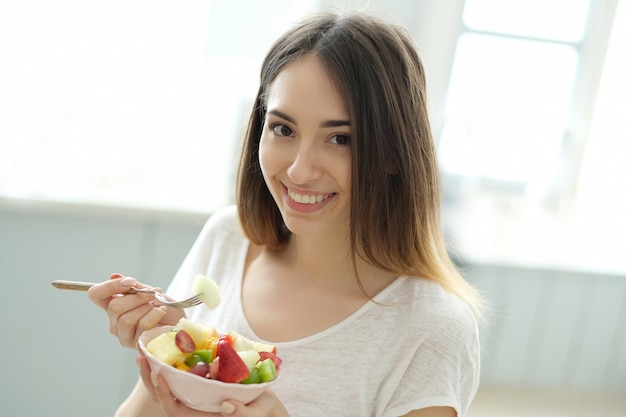 Breakfast, woman eating