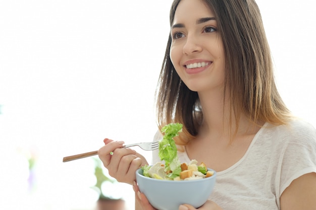 Breakfast, woman eating