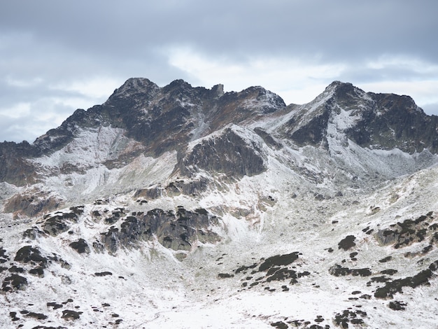 Free photo breathtaking scenery of high rockytatra mountains covered with snow in poland