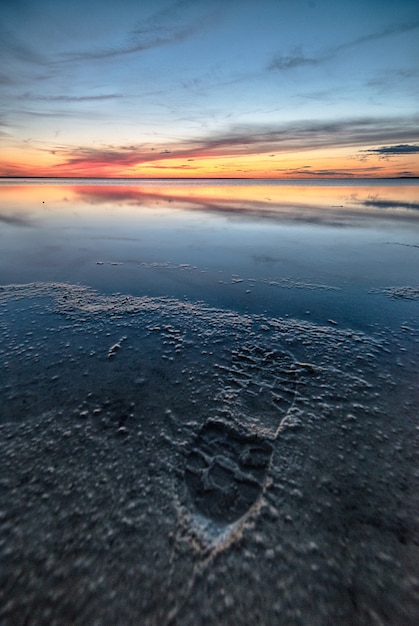 Free photo breathtaking shot of a beautiful beach on wonderful sunset