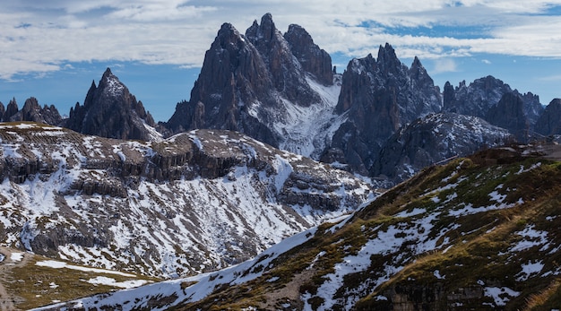 Breathtaking shot of the early morning in the Italian Alps