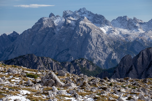 Breathtaking shot of the early morning in the Italian Alps