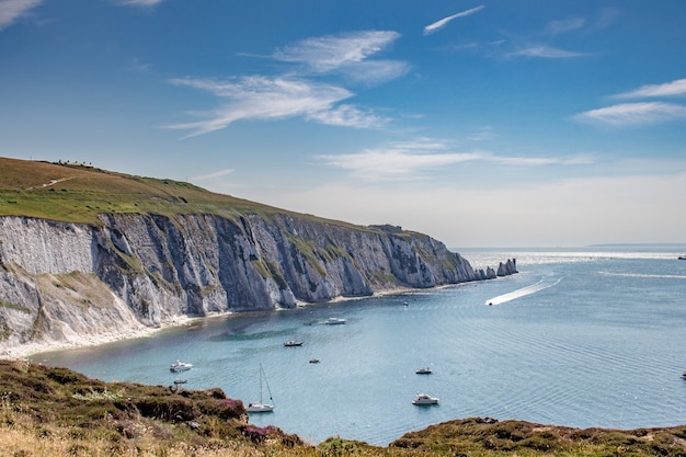 Breathtaking shot of harbor Isle of Wight in the English channel