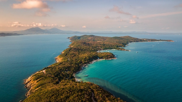 Breathtaking shot of a tropical coastline on a peaceful sunny day