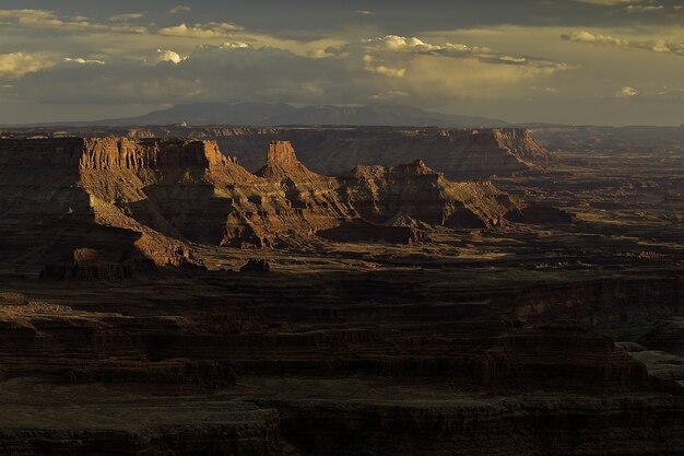 Breathtaking sunset over a mountainous scenery at the canyon