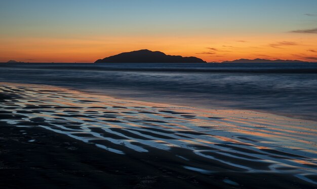 Breathtaking sunset at Otaki Beach on the Kapiti Coast in the North Island of New Zealand