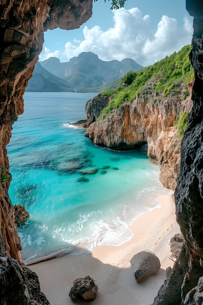 Free Photo breathtaking view of natural beach landscape