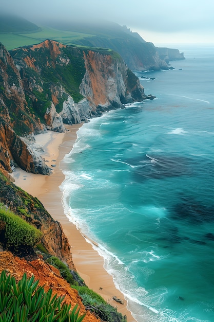 Free photo breathtaking view of natural beach landscape