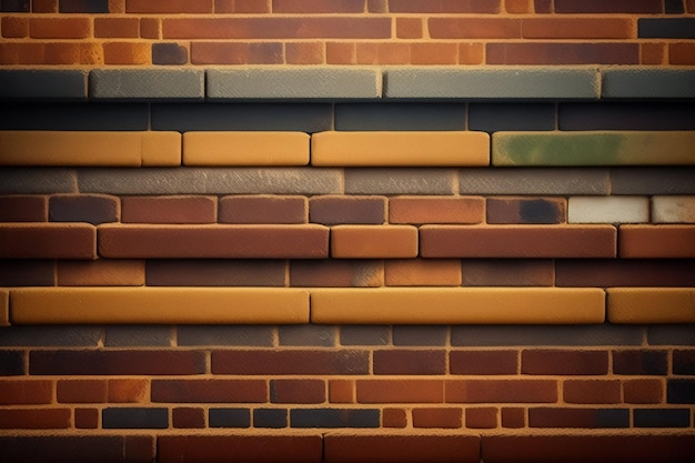 Free Photo a brick wall with different colors and a white one.