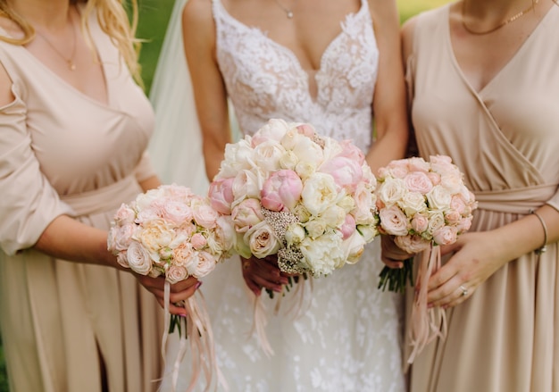 Bride holding wedding bouquet