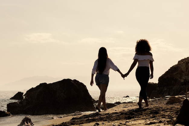 Free Photo bridegroom silhouette by the seaside