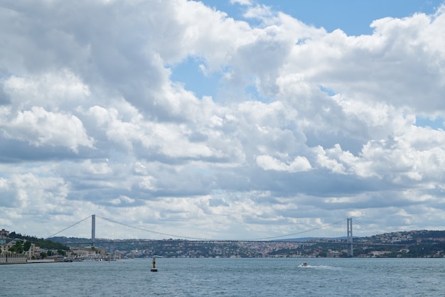 Bridge over the sea seen from the water