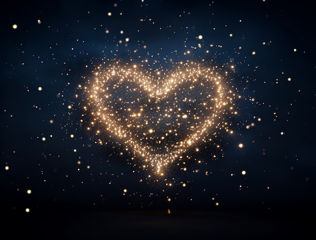 Free photo bright 3d heart shape made of stars