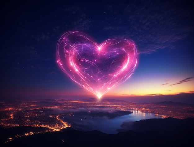 Free Photo bright 3d heart shape with motion blur effect