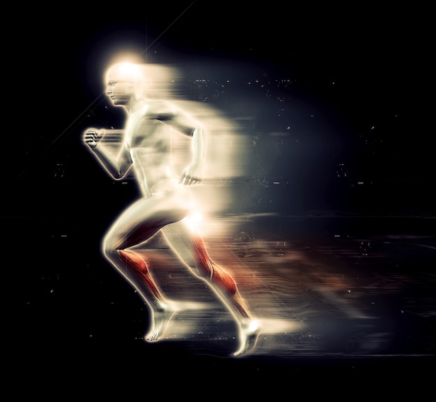 Bright 3d human figure running 