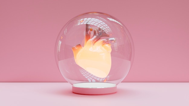 Bright anatomical heart in jar