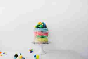 Free photo bright cake with edible stones