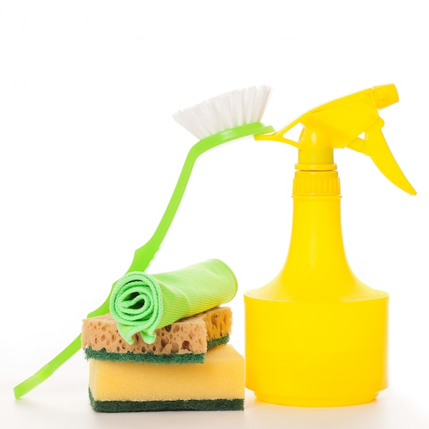 Bright colorful cleaning set on a  