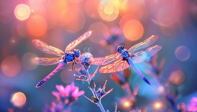 Bright dragonfly with neon shades