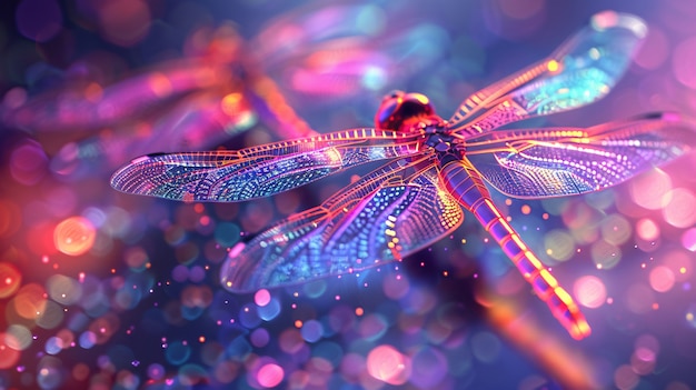 Bright dragonfly with neon shades